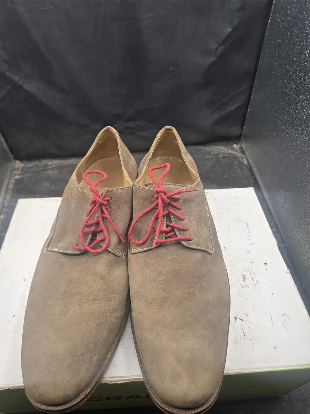 Cole Haan Brown Suede Derby Shoes with Red Laces